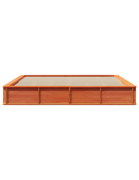 Struttura del Letto con Spazio di Archiviazione Sollevabile Marrone Cerato 180x200 cm Legno Massello di Pino