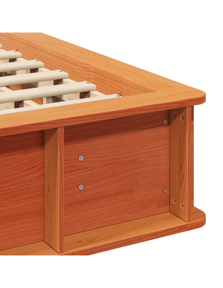 Telaio letto con contenitore sollevabile Marrone cerato 160x200 cm Legno massello di pino