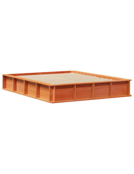 Telaio letto con contenitore sollevabile Marrone cerato 160x200 cm Legno massello di pino