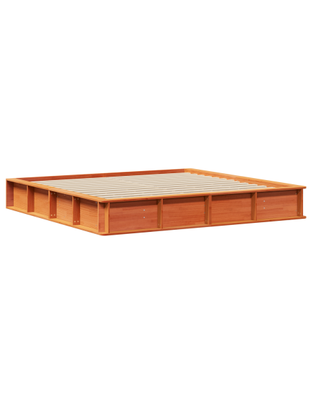 Struttura del Letto con Spazio di Archiviazione Sollevabile Marrone Cerato 180x200 cm Legno Massello di Pino