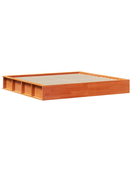 Struttura del Letto con Spazio di Archiviazione Sollevabile Marrone Cerato 180x200 cm Legno Massello di Pino