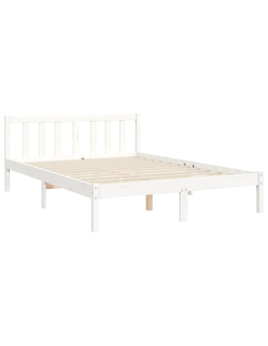 Letto senza Materasso Bianco 140x190 cm Legno Massello di Pino