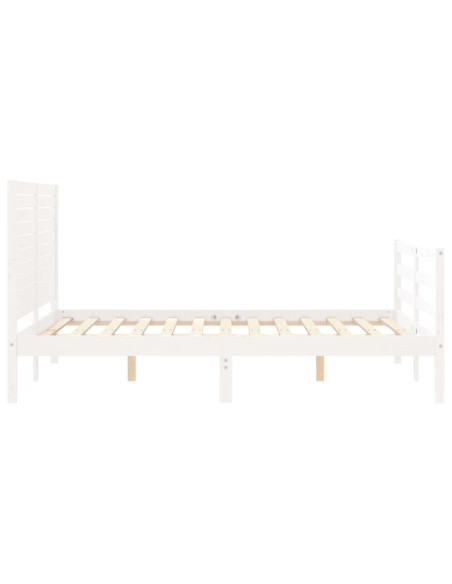 Giroletto con Testiera Bianco 140x190 cm in Legno Massello