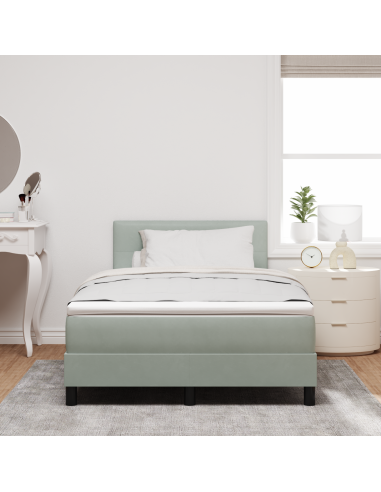 Letto a Sorgente LED con led Grigio chiaro 120 x 200 cm Velluto