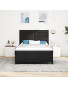 Letto a molle con materasso con led Nero 140 x 190 cm Tessuto