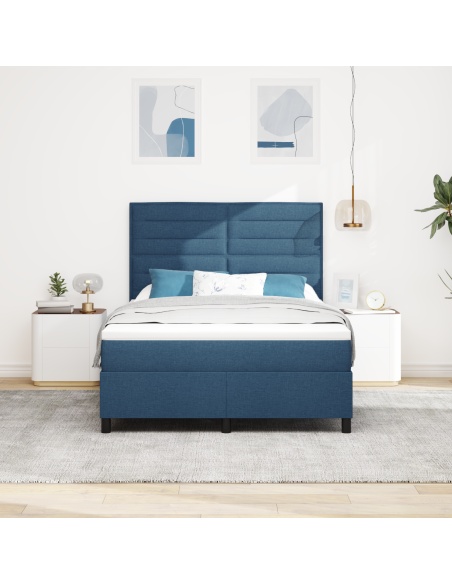 Letto a molle con materasso con led Blu 140 x 200 cm Tessuto