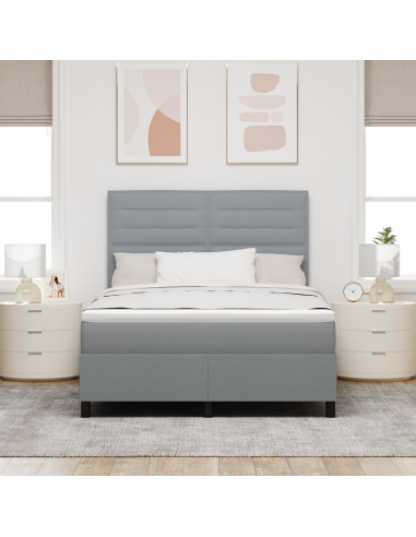 Letto a molle con materasso Grigio chiaro 160 x 200 cm Tessuto