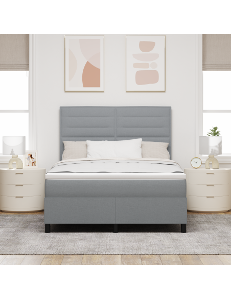 Letto a Molla con Materasso & LED Grigio Chiaro 160x200 cm Tessuto