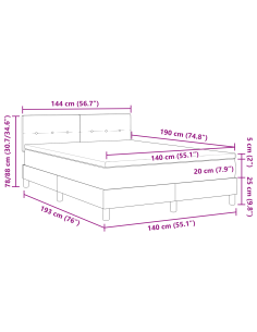 Letto a Sorgente LED con led Verde Scuro 140 x 190 cm Velluto
