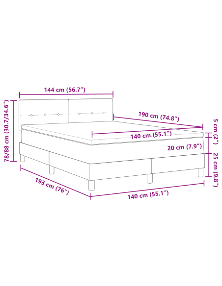 Letto a Sorgente LED con led Verde Scuro 140 x 190 cm Velluto