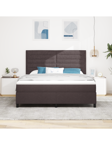 Letto a Rete a Molle con Materasso & LED Marrone Scuro 180x200 cm Tessuto