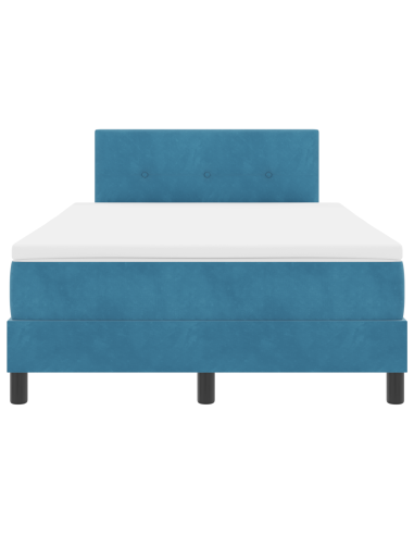 Letto a Sorgente LED con materasso Blu 120 x 190 cm Velluto