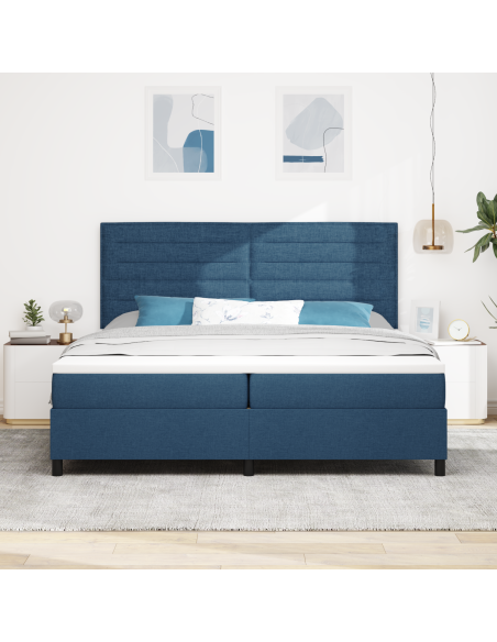 Letto a Molla con Materasso & LED Blu 200x200 cm Tessuto