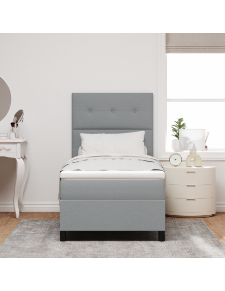 Letto Box Spring con Materasso & LED Grigio Chiaro 80x200 cm Tessuto
