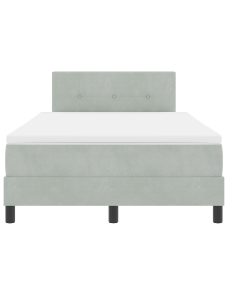 Letto Box Spring con Materasso e Luce LED Grigio Chiaro 120x200 cm Velluto