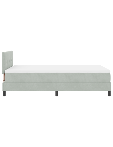 Letto Box Spring con Materasso e Luce LED Grigio Chiaro 120x200 cm Velluto