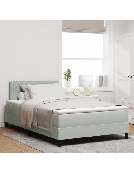 Letto Box Spring con Materasso e Luce LED Grigio Chiaro 120x200 cm Velluto