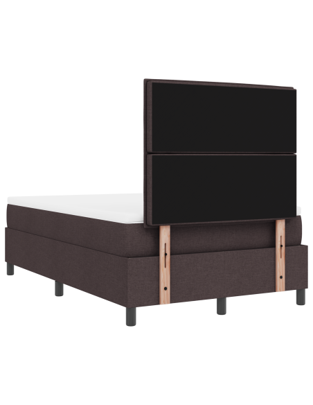 Letto Box Spring con Materasso & LED Marrone Scuro 120x200 cm Tessuto