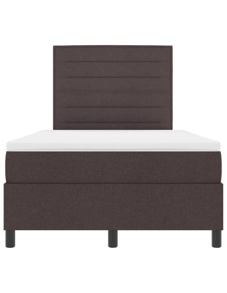 Letto Box Spring con Materasso & LED Marrone Scuro 120x200 cm Tessuto