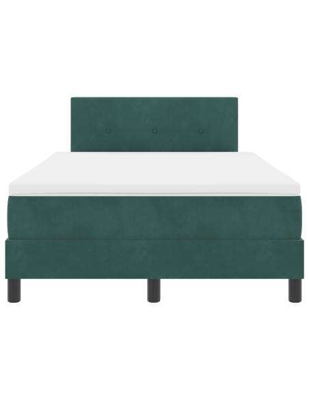 Letto con Box Spring e Materasso & LED Verde Scuro 120x200 cm Velluto