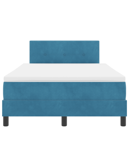 Letto Box Spring con Materasso & LED Blu Scuro 120x200 cm Velluto