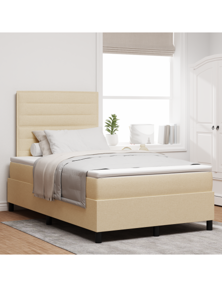 Letto a Molle con Materasso & LED Beige 120x200 cm Tessuto