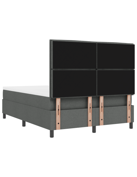Letto Box Spring con Materasso e LED Grigio Scuro 140x190 cm Tessuto