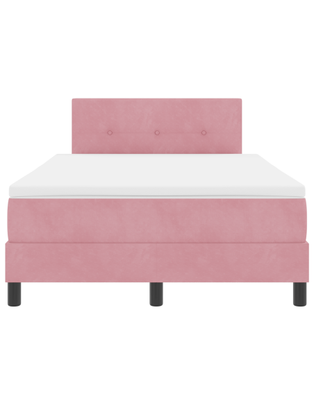 Letto a Molle con Materasso e LED Rosa 120x200 cm Velluto
