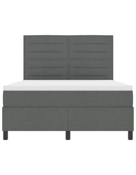 Letto Box Spring con Materasso e LED Grigio Scuro 140x190 cm Tessuto