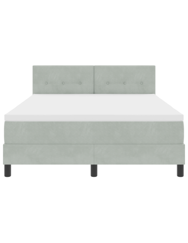 Letto a Sorgente LED con led Grigio chiaro 140 x 190 cm Velluto