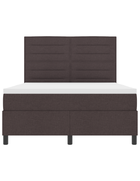 Letto Box Spring con Materasso & LED Marrone Scuro 140x190 cm Tessuto