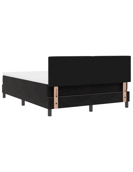 Letto a Sorgente LED con materasso Nero 140 x 190 cm Velluto