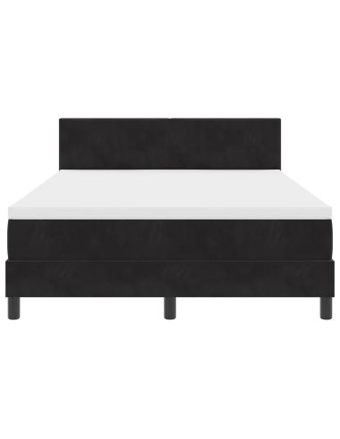 Letto a Sorgente LED con materasso Nero 140 x 190 cm Velluto