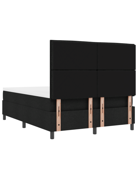 Letto con Box Spring e Materasso & LED Nero 140x200 cm Tessuto