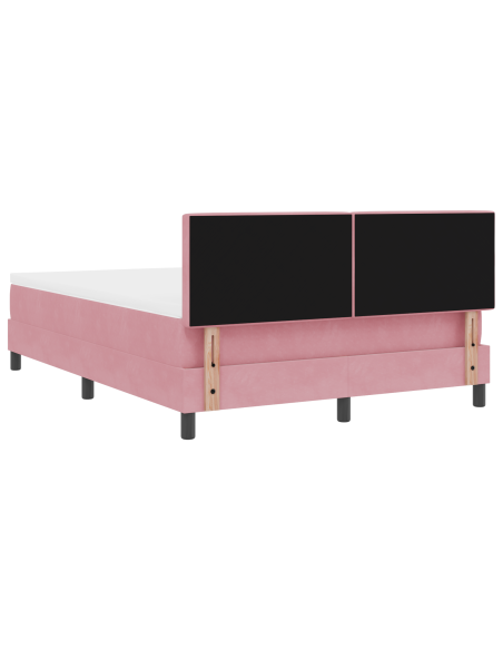 Letto a Sorgente LED con materasso Rosa 140 x 190 cm Velluto