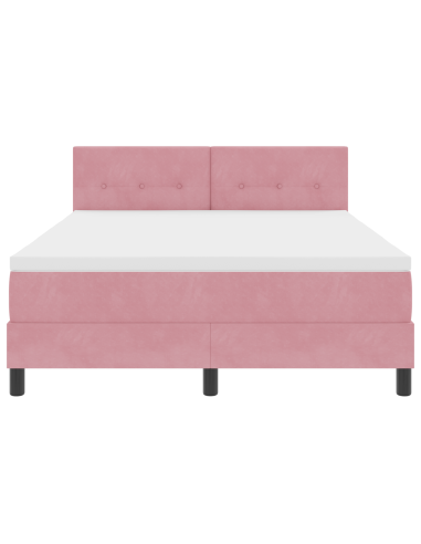 Letto a Sorgente LED con materasso Rosa 140 x 190 cm Velluto