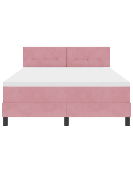 Letto a Sorgente LED con materasso Rosa 140 x 190 cm Velluto