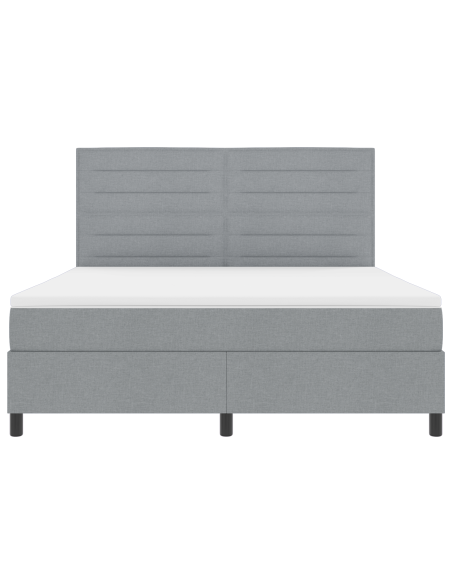 Letto con Box Spring e Materasso & LED Grigio Chiaro 180x200 cm Tessuto