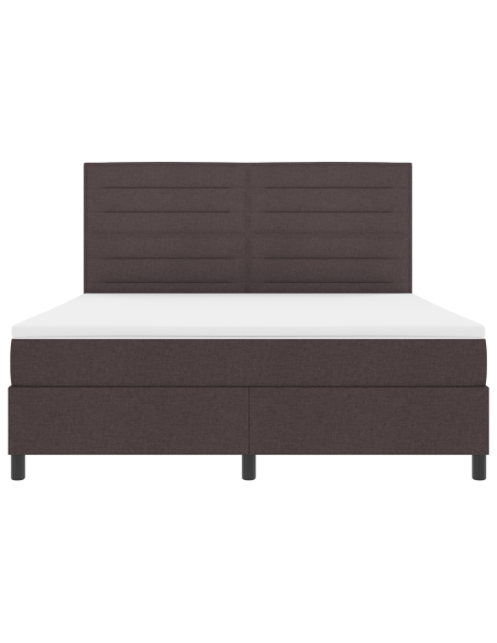 Letto a Rete a Molle con Materasso & LED Marrone Scuro 180x200 cm Tessuto