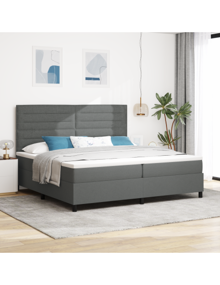 Letto con Rete con Materasso & LED Grigio Scuro 200x200 cm Tessuto