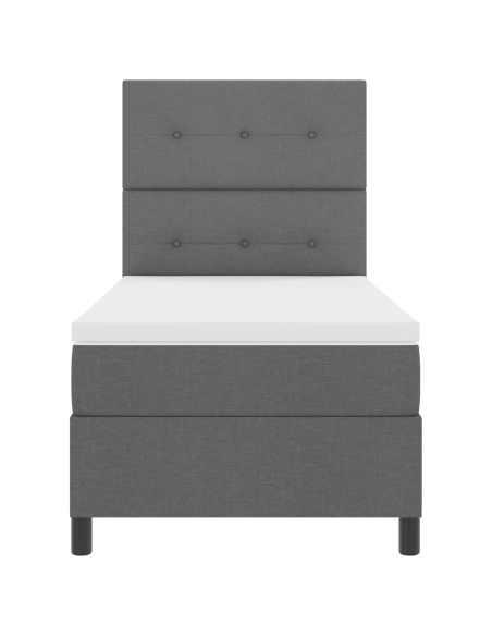 Letto a rete a molle con materasso & LED grigio scuro 80x200 cm tessuto
