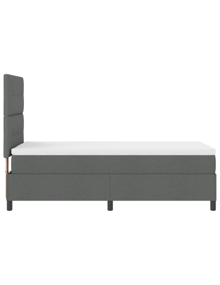 Letto a rete a molle con materasso & LED grigio scuro 80x200 cm tessuto