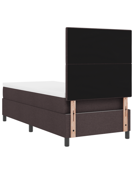 Letto a Box Spring con Materasso & LED Marrone Scuro 80x200 cm in Tessuto