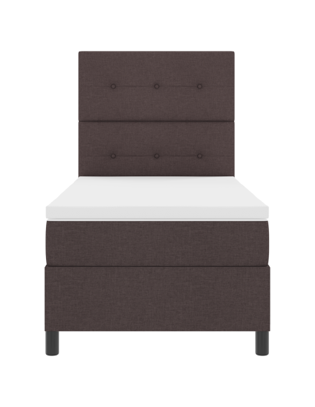 Letto a Box Spring con Materasso & LED Marrone Scuro 80x200 cm in Tessuto