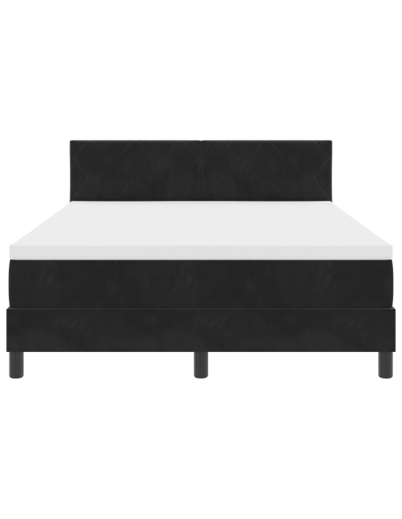 Letto a Molla con Materasso e LED Nero 160x200 cm Velluto