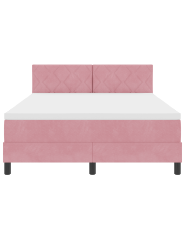 Letto a Sorgente LED con materasso Rosa 160 x 200 cm Velluto