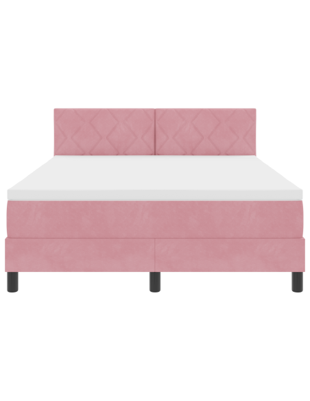 Letto a Sorgente LED con materasso Rosa 160 x 200 cm Velluto