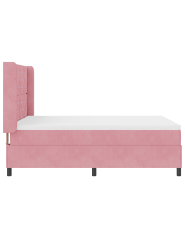 Letto a molle con testiera Rosa 140 x 200 cm Velluto