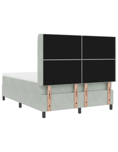 Letto a molle con materasso Grigio chiaro 160 x 200 cm Velluto