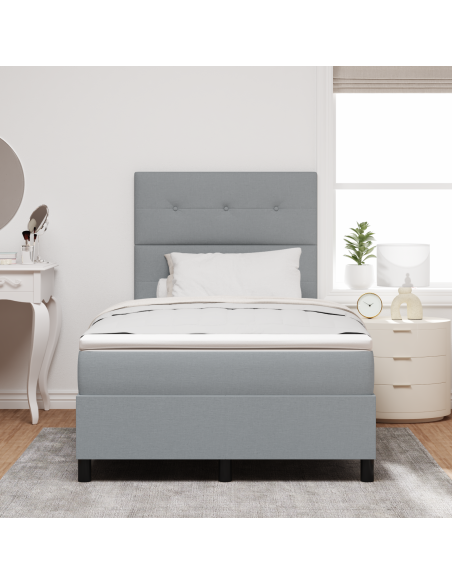 Letto a Molle con Materasso e Luci LED Grigio Chiaro 120x190 cm Tessuto